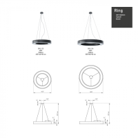 Светильник светодиодный Geometria ЭРА Ring SPO-134-B-40K-056 56Вт 4000К 4200Лм IP40 800*800*80 черный подвесной'